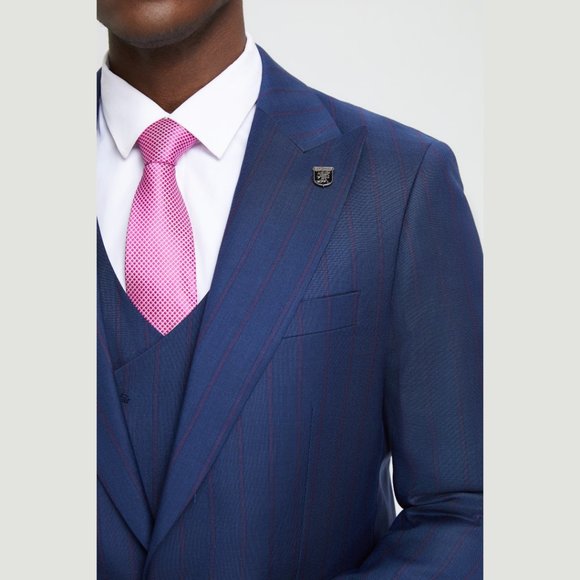 Stacy Adams 2-Tone Pinstriped 3pc Mens Suit, Royal Indigo - Picture 2 of 5